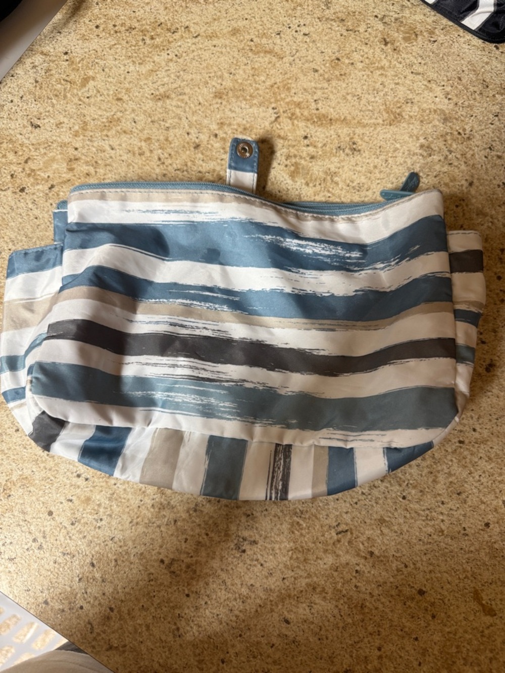 Thirty one Striped Blue and Gray Cosmetic Clutch